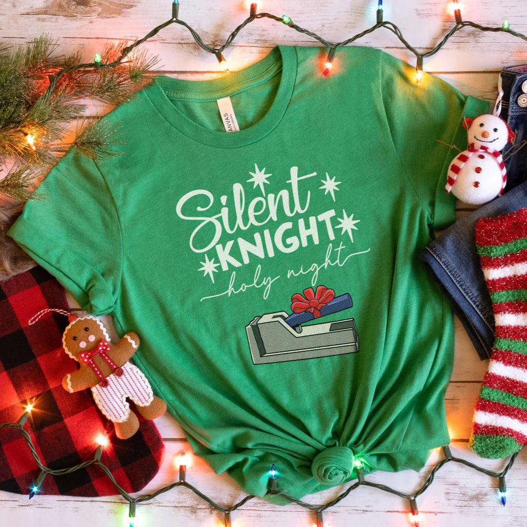 silentknighgreen2 Silent Knight Christmas T-Shirt - Image 3