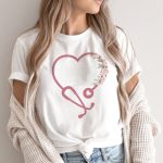 Floral Heart Stethoscope T-Shirt - Image 6