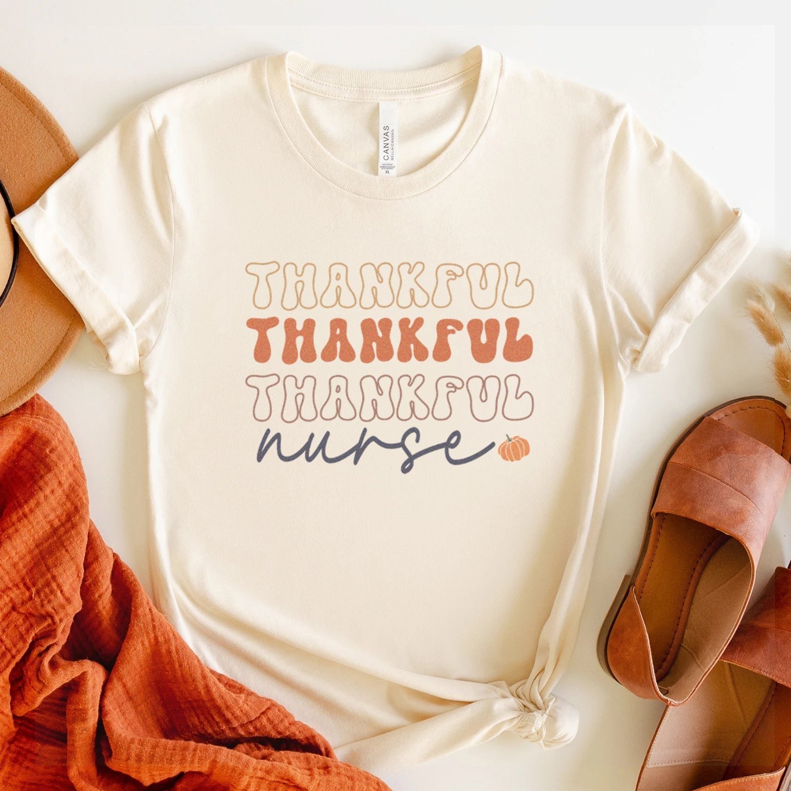 thankfulnurseretronatural Retro Thankful Nurse T-Shirt - Image 5
