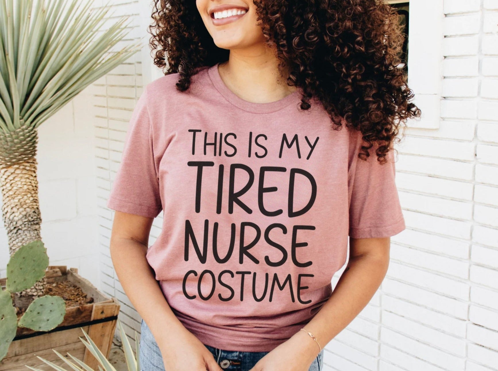 tirednursecostumemauve Tired Nurse Costume T-Shirt - Image 8