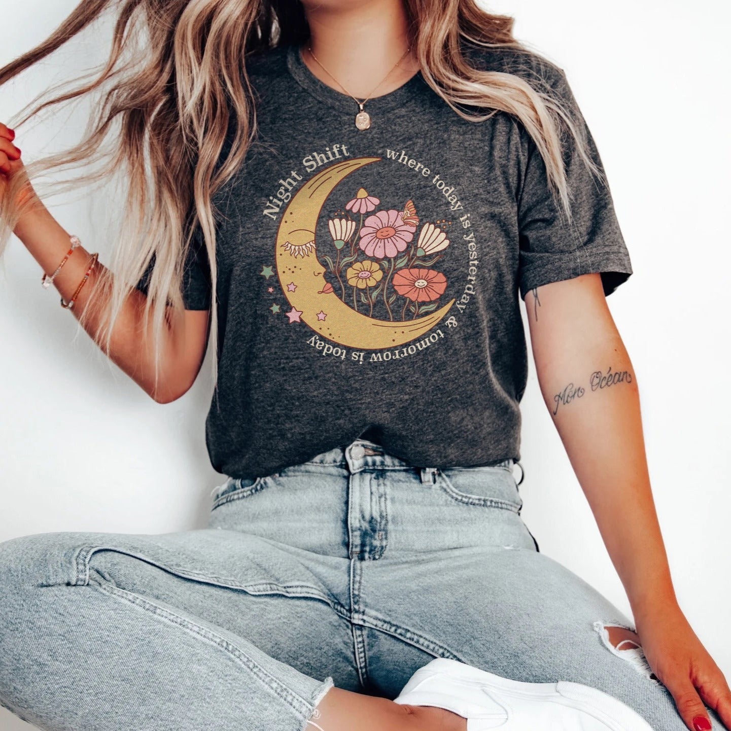 todayisyesterdaydarkgray Night Shift: Where Today is Yesterday T-Shirt - Image 2
