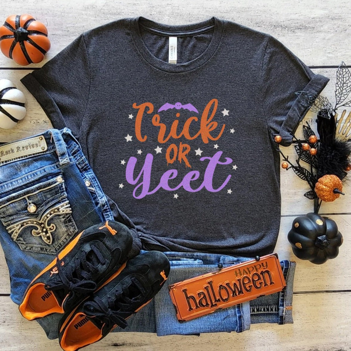 trickoryeetdarkgray Trick or Yeet T-Shirt - Image 7