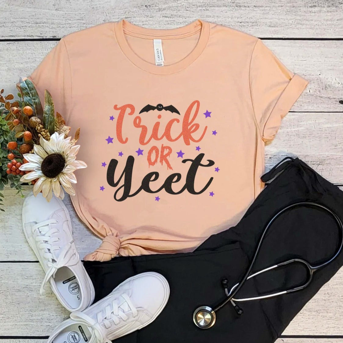 trickoryeetpeach Trick or Yeet T-Shirt - Image 4