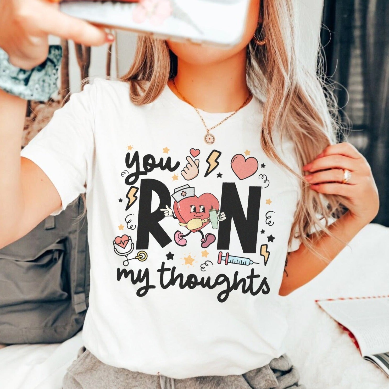 yournmythoughtswhite You RN My Thoughts T-Shirt - Image 1